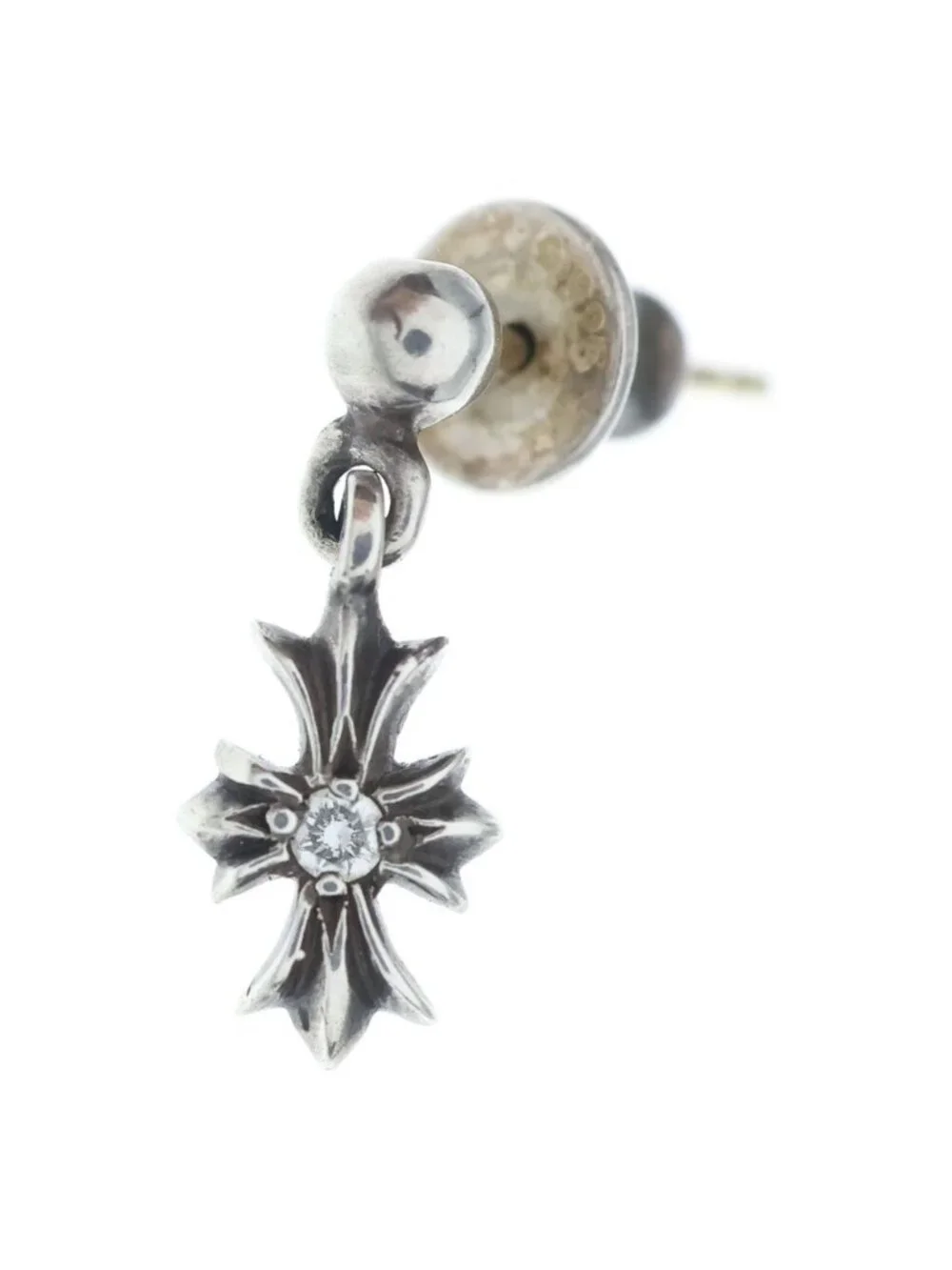 Chrome Hearts Tny CH Pls Dia Tiny CH Plus Drop Earrings Silver